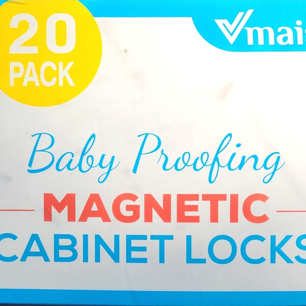 Magnetic Cabinet Locks - 20 Pack, Blue and Red